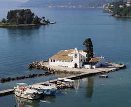 Pontikonisi island near Corfu town, also home of the monastery of Pantokrator