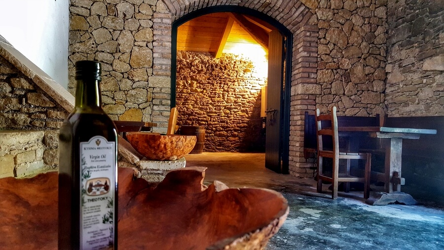 Olive oil storage room of Theotokis winery