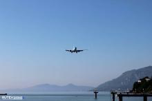Plane approaching Corfu runway
